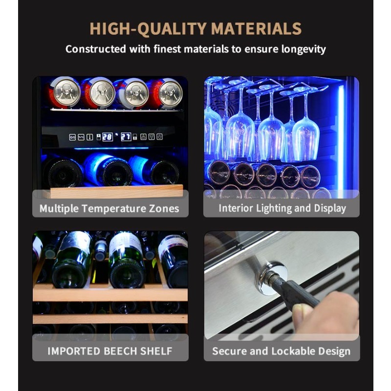 Airo 120V 66 Bottles Wine and  - Wine Beer Fridge Dual Zone ulasan dan harga