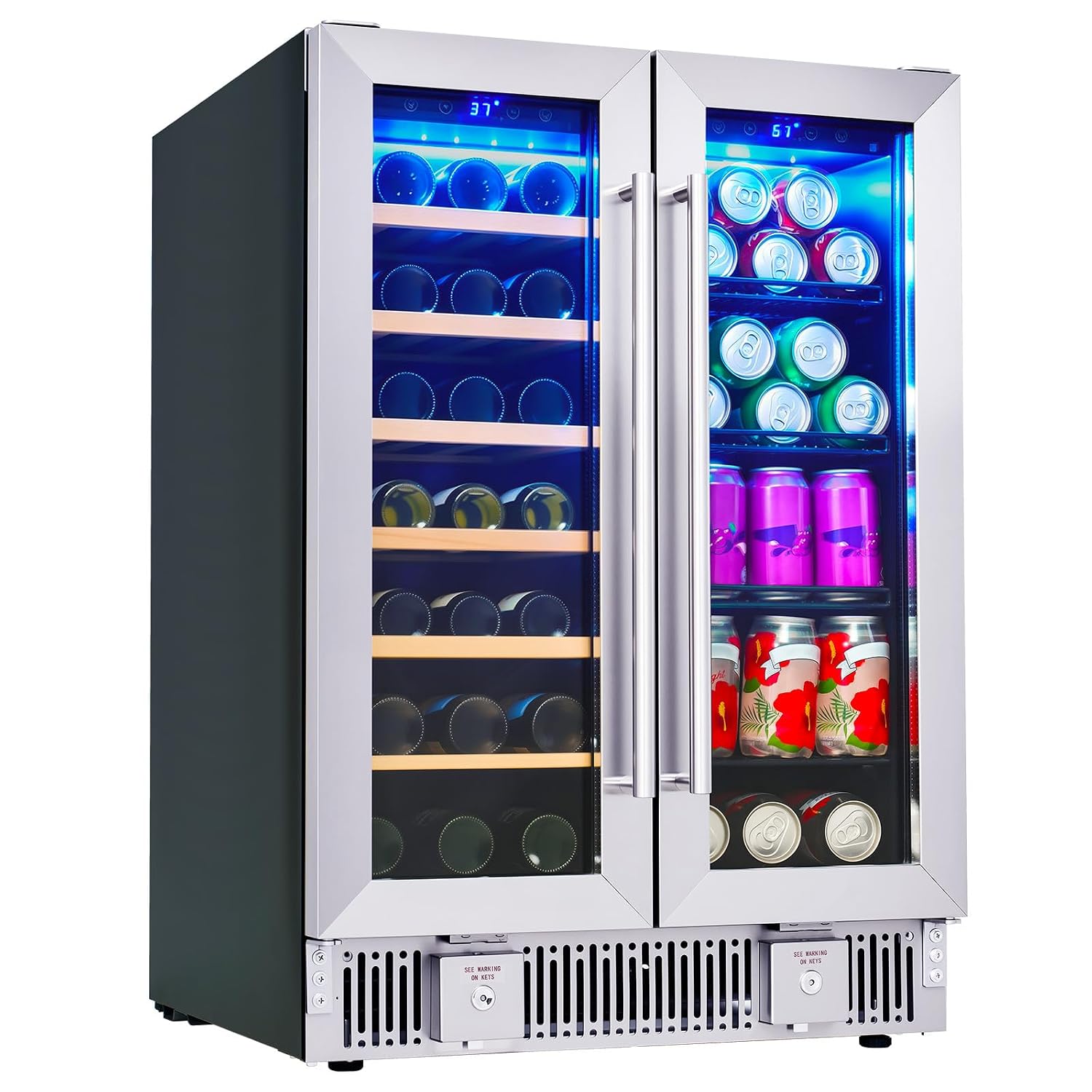 Beverage Refrigerator, 24-Inch - Wine Beer Fridge Dual Zone ulasan dan harga