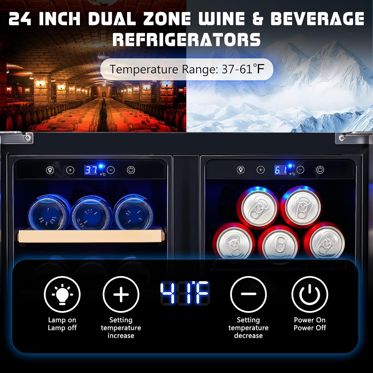 Beverage Refrigerator, 24-Inch - Wine Beer Fridge Dual Zone ulasan dan harga