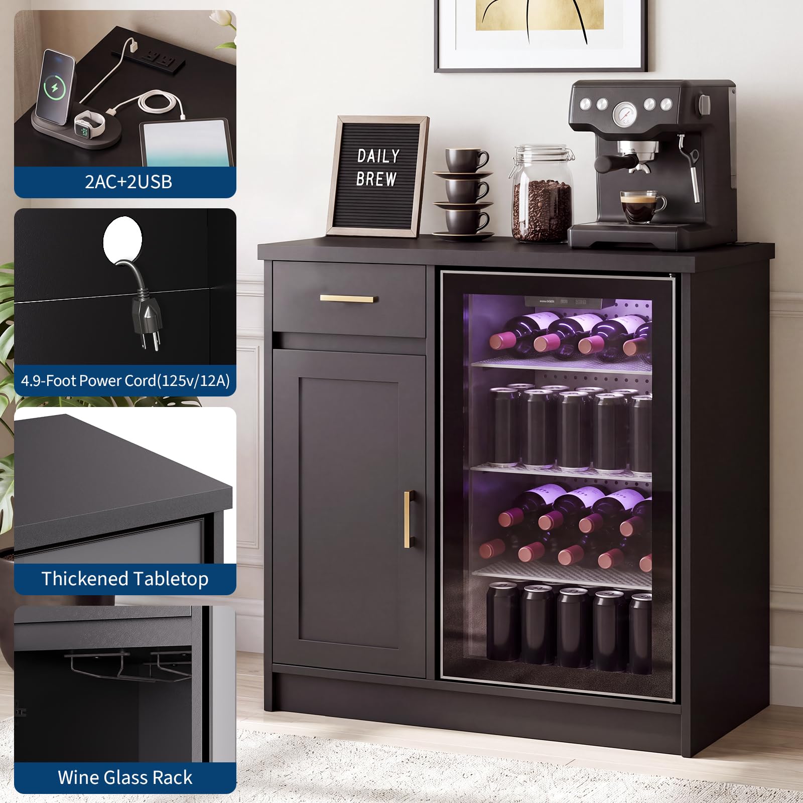 42in Farmhouse Wine Bar Cabine - Wine Beer Refrigerator ulasan dan harga
