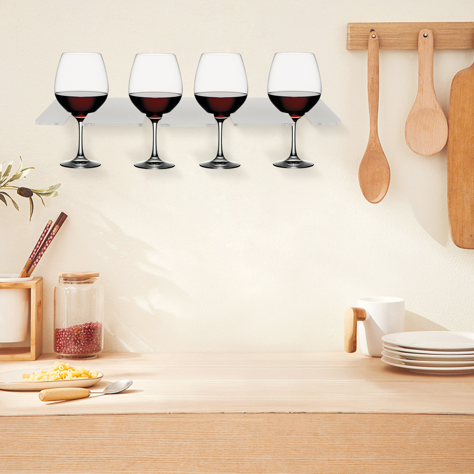 2Pcs Acrylic Wine Glass Holder - Wine Rack Wall Mount ulasan dan harga